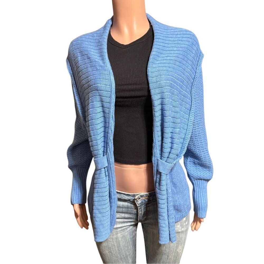 Pulp light blue shawl collar cardigan ribbed texture open front sweater M